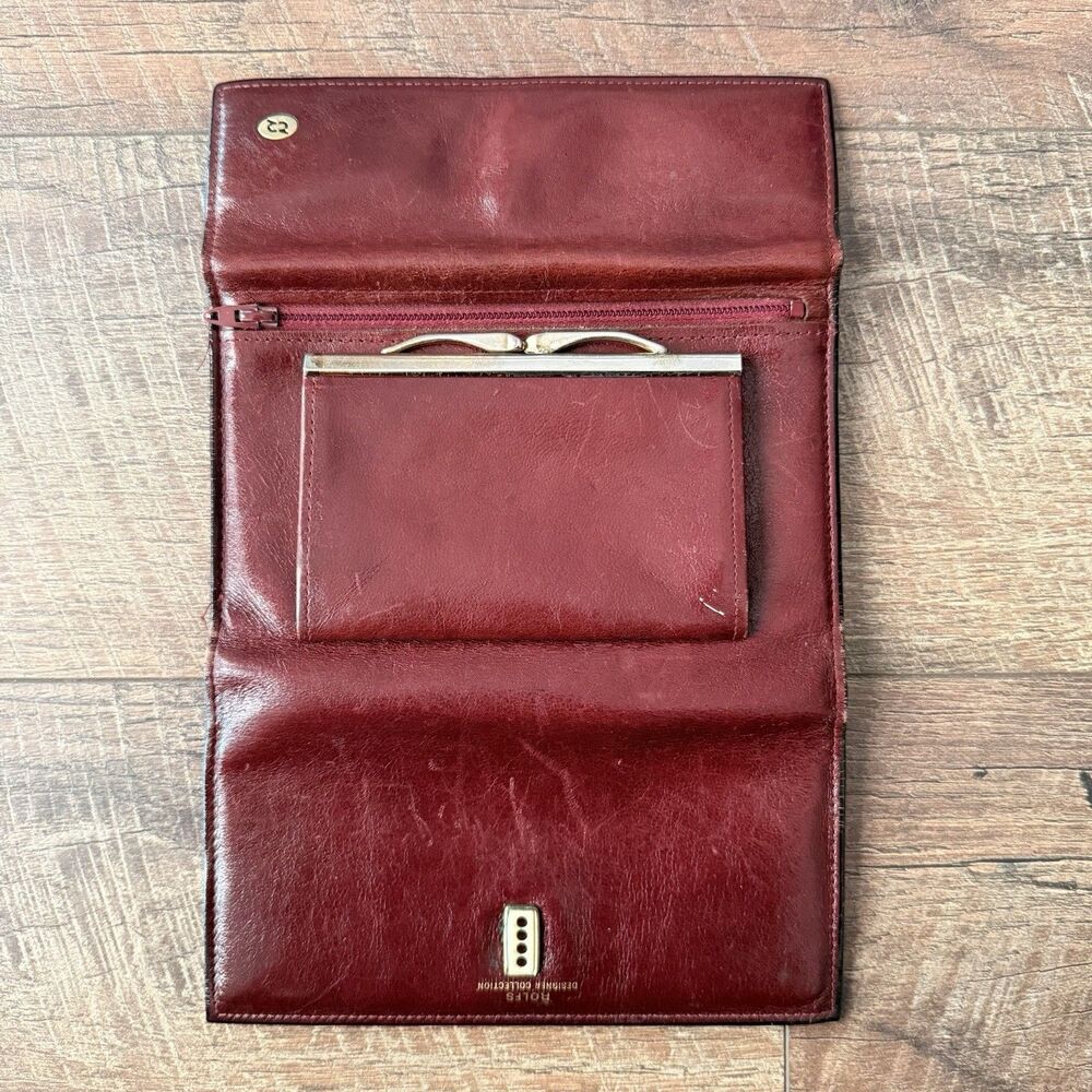 Vintage ROLFS Designer Collection Burgundy Cowhide Leather French Purse Wallet